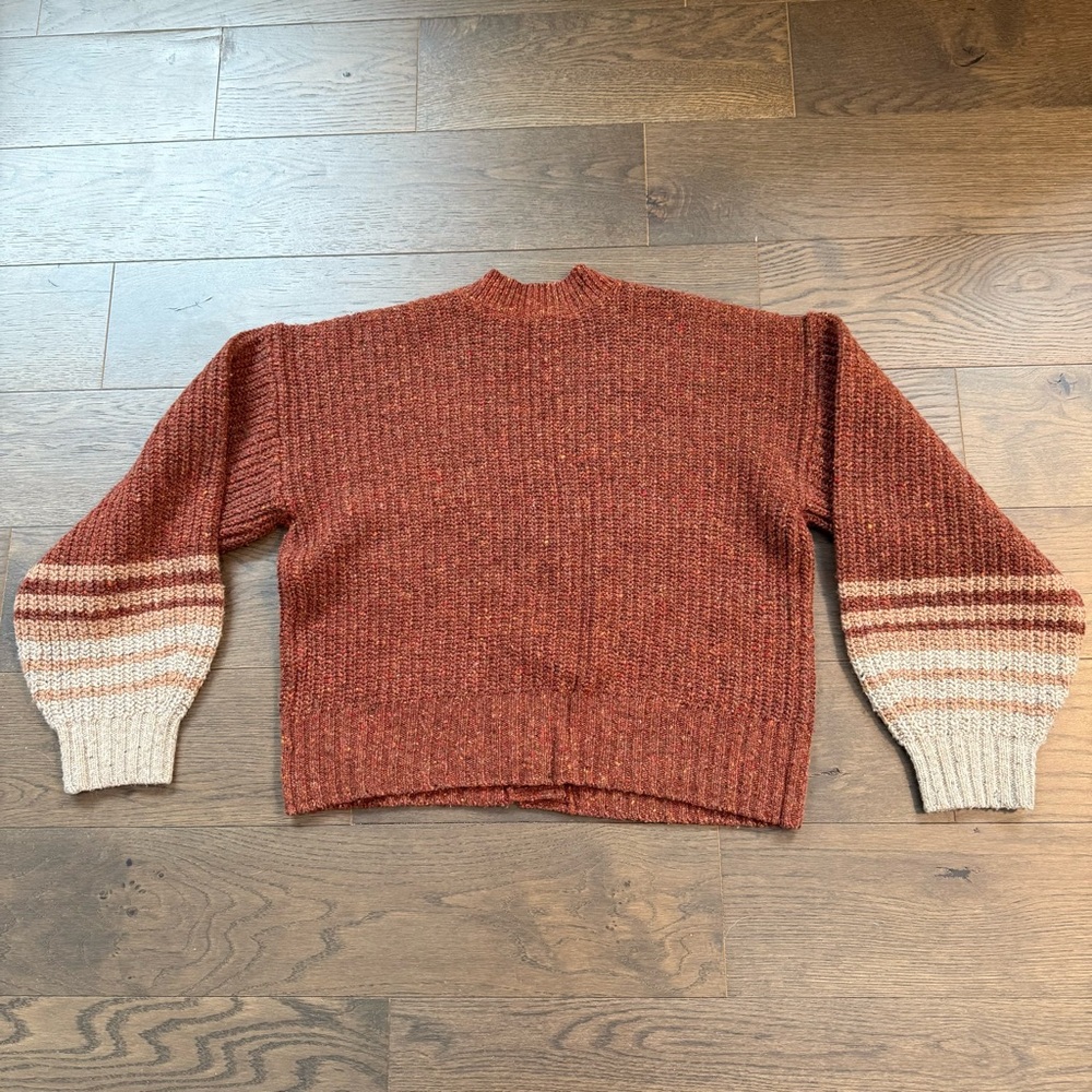 Chunky Ribbed Button-Front Sweater Cardigan - Rust - Picture 8 of 10